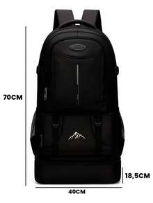 Sports Backpack With 10cm Expansion, Large Capacity, Durable - Black - View 7