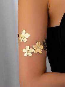 1pc Fashionable Geometric Petal Arm Cuff, Suitable For Women's Daily Wear - Flower Arm Wreath - View 1