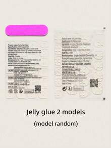 10pcs Handmade Shiny Crystal Nail Stickers, Glossy Medium Almond Shape, Black French Tip & Ombre Cat Eye Design Nail Stickers, Nail Decals, Reusable Nail Strips, Double-Sided Jelly Glue Tools, DIY Home Manicure, Easy-To-Use DIY Fake Nails Kit, Suitable For Women And Girls - Watermelon Pink - View 9