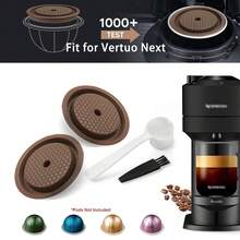 1 o 2 tapas reutilizables para cápsulas Vertuo, compatibles con Vertuoline y Vertuo, incluye cuchara y cepillo de limpieza, excelente para disfrutar del café en movimiento, en casa, al aire libre, de camping, en la oficina o en la cocina. Un excelente regalo de Navidad para los entusiastas de las cápsulas de café. - Marrón Mocha - Ver 2