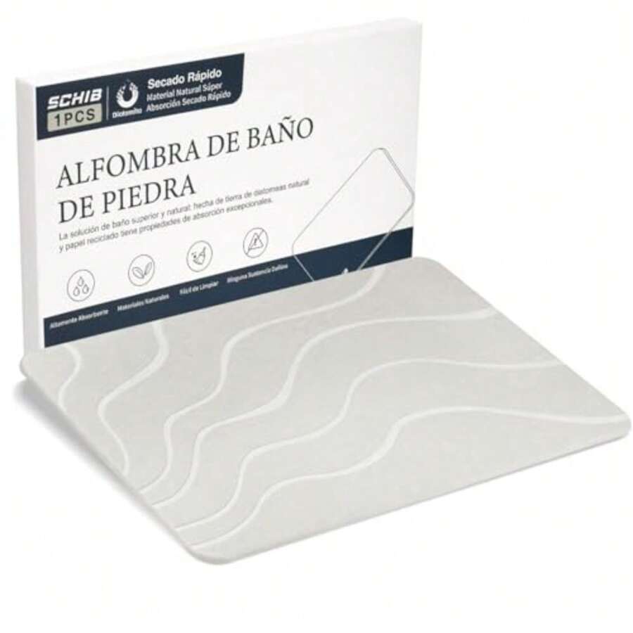 CYPNTapete de Baño de Piedra de Lujo Regalos de Navidad Año Nuevo Antideslizante Tapete de Ducha de Tierra de Diatomea Ecológico Superficie Absorbente Instantánea Apto para Tina de BañoFashion - E-blanquecino - Ver 1