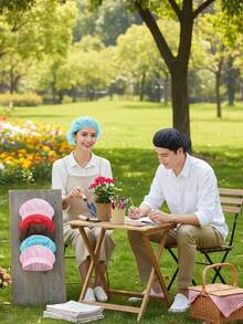 3pcs Breathable Chef Hats, 360 Degree Ventilation Work Caps, Dust-Proof & Comfortable, Mesh Dust-Proof Hats, Suitable For Catering, Baking And Workshops, Great Gift For Baking And Craft Enthusiasts - Multicolor - View 3