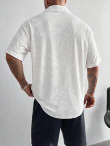 Men's Slim-Fit Printed Shirt, White Chiffon Jacquard Top, Minimalist Aesthetic Short-Sleeved Top, Exquisite And Lightweight Summer Wear. - Multicolor - View 3