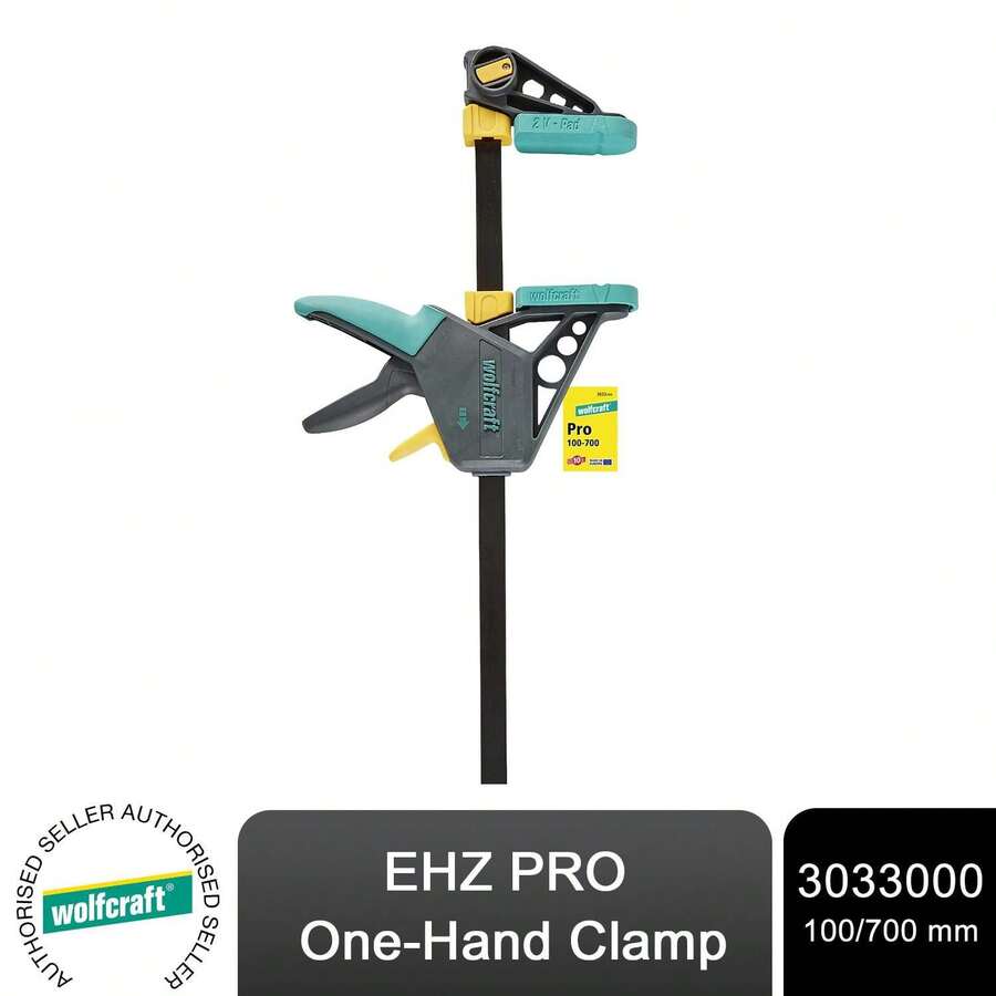 Wolfcraft EHZ PRO 單手夾具 100-700 毫米,長臂快速夾具,適用於大型工件,單手操作,夾緊力強,適用於組裝和木工任務 - 均碼 - 查看 1