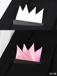 男士便携式口袋方巾（半条装），高品质西装口袋巾，优雅纯色，柔软轻盈，适合婚礼或其他正式场合。