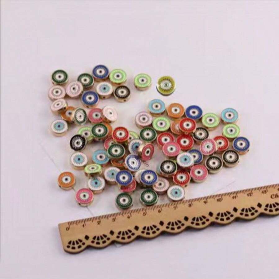 10颗恶魔之眼造型合金双面珠，适用于珠宝制作、DIY手链、项链、钥匙扣、工艺品等。