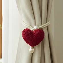 Heart Curtain Tiebacks Decorative Fleece Heart Curtain Ties Rope Curtain Holdbacks For Home Decorations - B - View 1