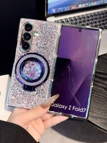 1pc Electroplated Rhinestone Glitter Liquid Quicksand Phone Case, Suitable For Samsung Galaxy Z Flip7, Galaxy Z Flip6, Galaxy Z Flip5, Compatible With Galaxy Z Flip7 FE, Galaxy Z Fold7, Z Fold6, Z Fold5, Z Fold4 - Multicolor - View 17