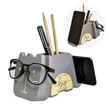 I'm Wood Multipurpose Eyeglass Phone Pen & Pencil Holder Stand Stationery Desk Organizer Accessories, For Home Office Desktop Decor Birthday Graduation Gifts "Dream Big Aim High" (Cat) - 貓 - 查看 1