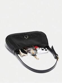 Novachic,1pc Retro Minimalist Hook Decor Adjustable Shoulder Strap Crescent Shape Bag, Suitable For Date, Outing, Party,Valentine's Day, Valentines, Valentines Day, Bag Charm, Purse Charm, Bag Charms, Beach Accesories For Women, Beach, Beach Bag, Vacation Essentials, Airplane Travel Essentials, Cruise Essentials, Valentines Gift, Valentine's Day Gift [US-Based Shipping]. - 黑色 - 查看 6