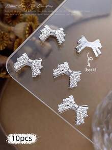 10/100/500pcs 3D Silver Bow Heart Nail Art Decorations, Korean Style Metal Bow, Star, Moon Nail Jewelry, Y2K Punk Nail Gems, DIY For Acrylic Nail Stickers, Phone Cases, Shoes, Clothes, Bags Nails Nail Supplies Nail Charms - Multicolor - View 37