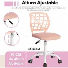 CYPNGOMYHOME Silla de Estudio Ajustable - Silla de Computadora para Teenager y Adulto Unisex Rosa ClaroFadhion - Rosa claro - Ver 5
