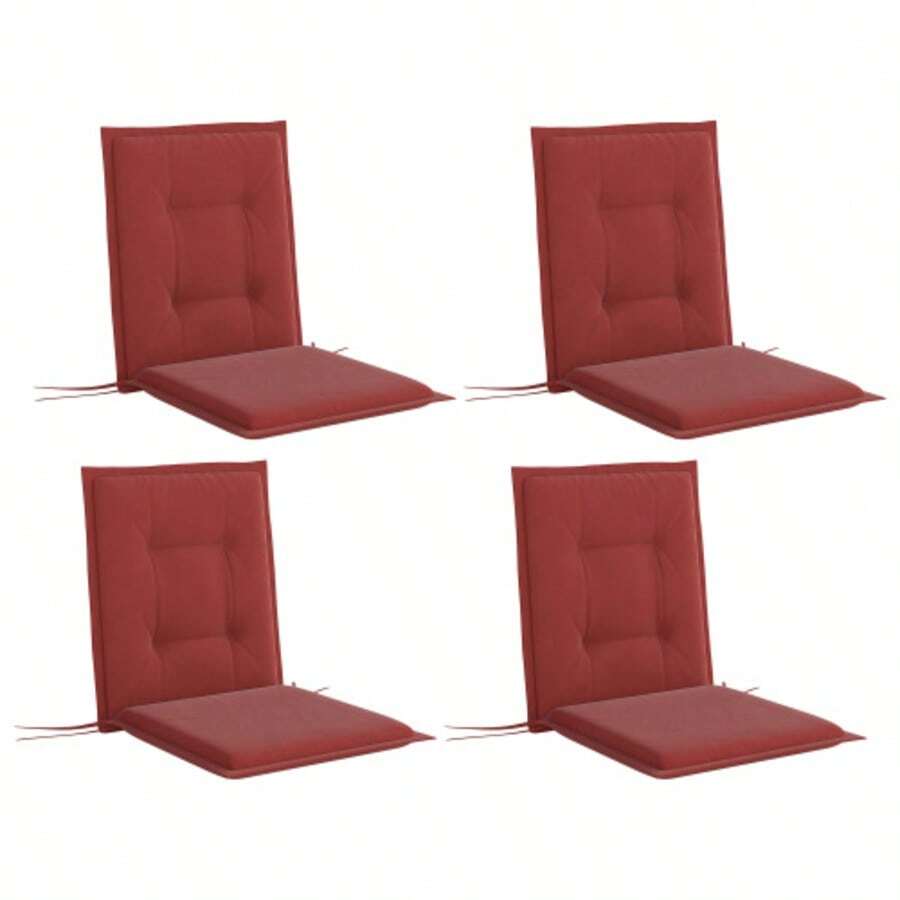 Set Of 4 Seat Cushions, 108 X 50 X 5 Cm, Chair Cushions With Ties, Indoor/Outdoor Seat Cushions, Seat Pads, Bench Cushions For Garden Furniture, Chairs, Dining Chairs, Burgundy - 珊瑚橙 - 查看 1