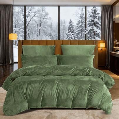 Luofanfei  Lagerware Winter Weihnachten Neu Einfarbig Bequem Flanell Warm Bettbezug-Set 135x200cm, Kissenbezug 80x80cm Weiche Winter Bettwäsche-Set 220x240cm Bettbezug-Set Doppelbettdecke