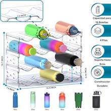 CYPNOrganizador Apilable de Botellas de Agua para Clóset - Organización y Almacenamiento de Despensa de CocinOrganizador de Botellas de Agua de 4 Niveles 16 para Gabinete Cocina Clóset OficinaFashion