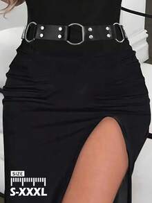 Plus-Size Women's Belt, PU Leather Rock And Roll Goth Harness Belt With O-Ring, Waist Pu Leather Belt, Accessories For Party Dating. - 黑色 - 查看 11