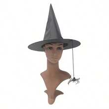 新款黑色女巫帽，带翅膀和眼镜，三角形头饰，儿童和成人尺寸，黑色牛津布巫师/女巫帽