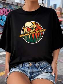 Camiseta vintage Chama, recuerdo de senderismo en la montaña de Nuevoéxico, camisetas impresas para mujeres 2026, estilos populares, camisetas de primavera para mujeres, camisetas de invierno, camisetas de para mujeresás vendidas - Negro - Ver 8