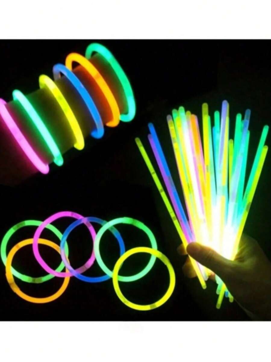 100/50/20/2件套荧光棒、手链、项链、霓虹灯，适用于婚礼、派对等场合。明亮多彩的荧光棒。可DIY彩色荧光棒手链、派对装饰、音乐会用品。