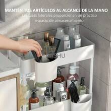 Carrito de Almacenamiento Delgado con Ruedas, Carrito Organizador de Baño de 3 Niveles, Carrito rodante para baño, Lavandería, Cocina, Ideal para Espacios Estrechos (Blanco) - Blanco - Ver 4