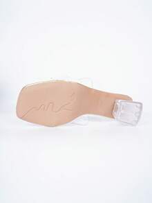 Giày sandal cao gót quai ngang trong suốt gợi cảm thời trang mùa hè mới dành cho nữ sinh trung học và sinh viên. - Vàng - Xem 7