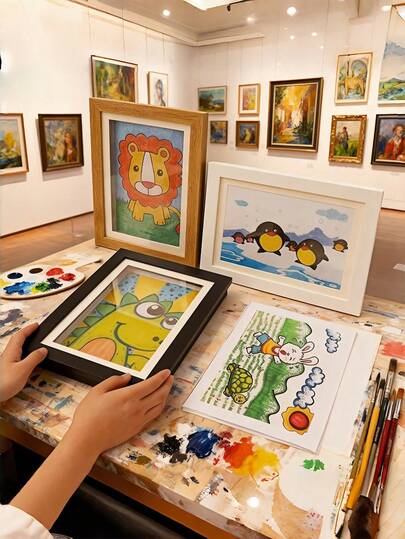 1pc Vertical Rectangular Wall-Mounted Magnetic Front-Opening Photo Frame | Artificial Wooden Changeable Display Rack Suitable For Posters, Photos And Artworks - Great For Home, Office, Valentine's Day And New Year Decoration