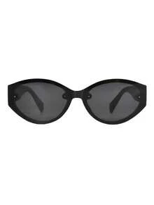 1pc New Arrival European & American Punk Retro Cat Eye Fashion Fashion Glasses, Street Style, Hip-Hop, Runway Show - Black Frame Gray Film - View 5