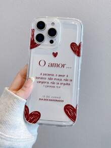 1pc Heart-Shaped Valentine's Day Pattern, Airbag Transparent Anti-Fall Phone Protective Case, TPU Material Can Be Given As Holiday Gift, Compatible With Iphone XS/XS Max/XR/11 12 13 14 15 16 Pro/Pro Max/14 15 16 Plus/17, Suitable For Both Men And Women, Phone Case - Clear - View 2