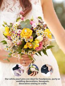 150/250/350Pcs Corsage Pins, Boutonniere Pins, Long Teardrop Pearl Head Pins, White Straight Head For DIY Decoration, Wedding, Jewelry Flower Decoration - White - View 5