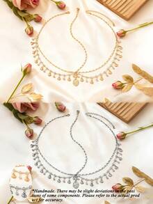 Girl's Luxury Bridal Headchain, Fashionable Bohemian Style Wedding Headpiece, Gold Headpiece, Student Supplies, Girls' Accessories - Multicolor - View 14