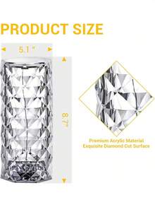 16-Color Rose Ambient Light Crystal Table Lamp RGB Color Changing Night Light,Romantic LED Rose Diamond Touch Lamps For Living Room (Remote & Touch) - 16 màu - Xem 8