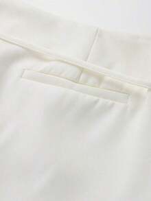 Women's Solid Color Zipper Waist Belt Skirt Pants - 米色 - 查看 7