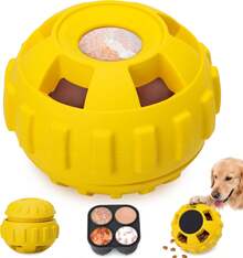 Interactive Dog Treat Dispenser Toy Freeze Fill Rubber Enrichment Toy For Boredom Slow Feeder Easy Clean Lemon S - Màu vàng - Xem 9