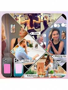 2个装硅胶吸盘手机壳支架，免提减压玩具镜面淋浴手机支架，视频和自拍（白色，浅粉色） - 彩色 - 查看 8