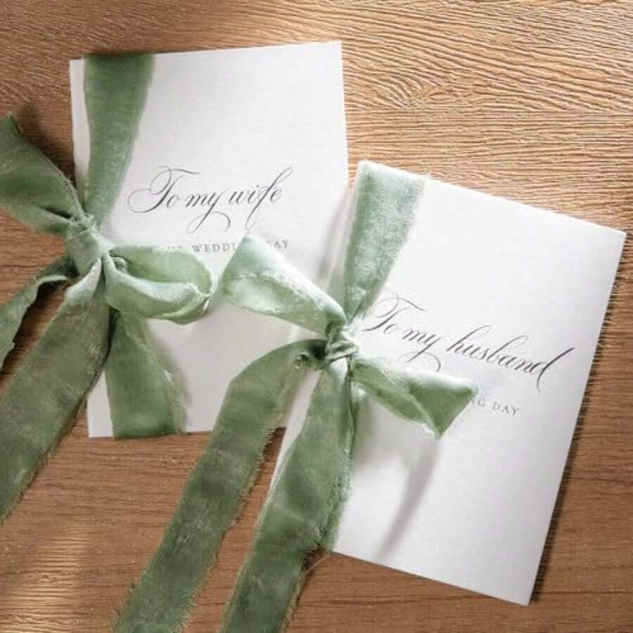 Wedding Vow Book2 Set Wedding Vow Books To My Usband We Vow Books Wit Ribbon And Envelopes Wax Seals A6 Bride And Groom Notebook  Bridal Sower Engaged Couple Gt Wedding   Green - SageGreen - View 1