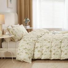 Yellow Botanical Floral Duvet Cover Queen Chic Garden Bedding Sets Cotton Aesthetic Comforter Vintage Flower  Women Cottagre Set Variant 5 - A# 黃色花卉 - 查看 8