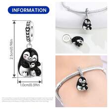 CYMYSS 1pc Adorable Animal Mother & Child Theme Copper Plated Silver Beaded Pendant, Inlaid With Artificial Zirconia, Delicate Details Decor, Parent-Child Style Bracelet Accessory, Suitable For Women, Mother's Day/Birthday/Anniversary Gift - Multicolor - View 7