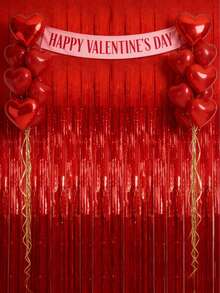 1/2 Piece Shiny Red Foil Curtain Backdrop, Merry Christmas Home Decor, Room Decor, Wall Background Decor, Party Gift, Baby Shower, Birthday Party Decor, 2026 Graduation Decor, Birthday Decor, Wedding Decor, Valentine's Day Decor, Birthday Party Photography Props, Valentine's Day Party Supplies, Mother's Day Party Decor - Bright Red - View 3