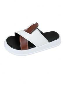 Un par de sandalias deportivas para niñas con suelas suaves y diseño casual - una combinación de colores de patchwork, adecuadas para el juego y el uso diario - Blanco - Ver 9
