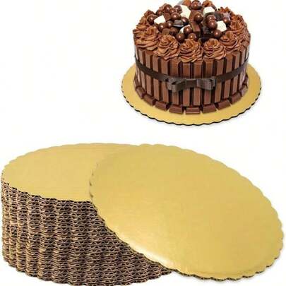 1/14/26 buc cercuri rotunde aurii pentru tort de 8 inch, forme de tort de pizza de unică folosință, baze de tort pentru deserturi și produse de patiserie, forme rotunde rezistente la grăsime, potrivite pentru tort DIY și ziua de naștere