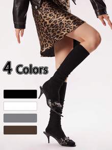 1 Par de Meias Altas de Lã Merino Finas, Primavera/Verão; 1 Par de Meias Altas Caneladas, Primavera/Outono - Multicolorido - Visão 1