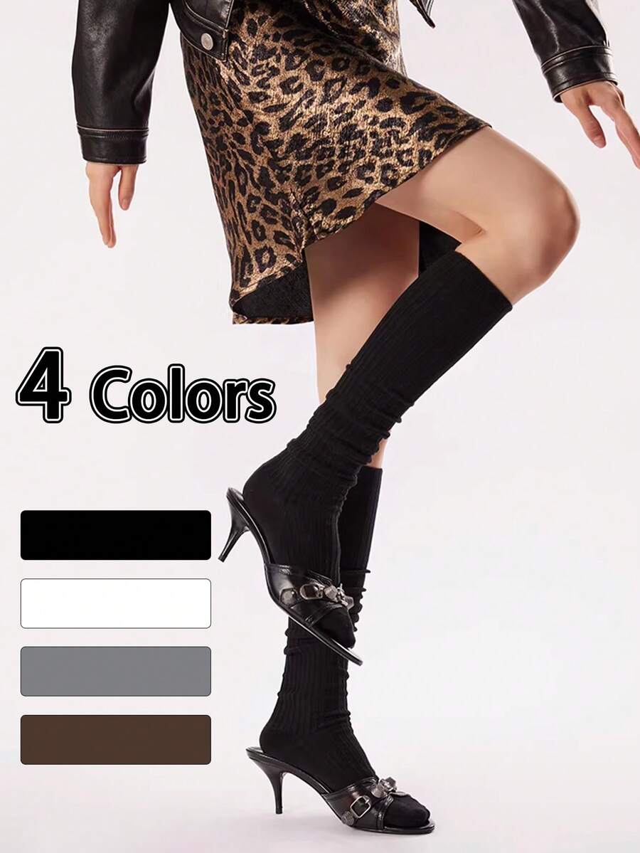 1 Par de Meias Altas de Lã Merino Finas, Primavera/Verão; 1 Par de Meias Altas Caneladas, Primavera/Outono - Multicolorido - Visão 1