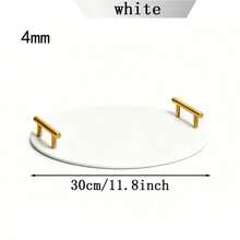 1个亚克力白色浴室托盘，带金色把手，化妆品展示托盘，适用于浴室、厨房、梳妆台 - 彩色 - 查看 6