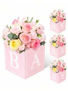 Bộ 8 món/4 món/2 món đồ trang trí trung tâm bàn tiệc mừng em bé, đồ trang trí hình khối em bé, hộp hoa em bé để trang trí bàn ăn, hộp bóng bay màu hồng có chữ cái, thích hợp cho tiệc rửa tội bé trai và bé gái, tiệc rửa tội, tiệc tiết lộ giới tính, trang trí hoa và bàn, tiệc kỷ niệm, tiệc sinh nhật, tiệc cô dâu, tiệc độc thân, tiệc công chúa. - Nhiều màu - Xem 2