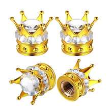 4pcs Diamond Studded Tire Valve Caps, Crown Shaped Tire Valve Stem Caps, Fit For Cars, Trucks, Bicycles And Motorcycles - Multicolor - View 14