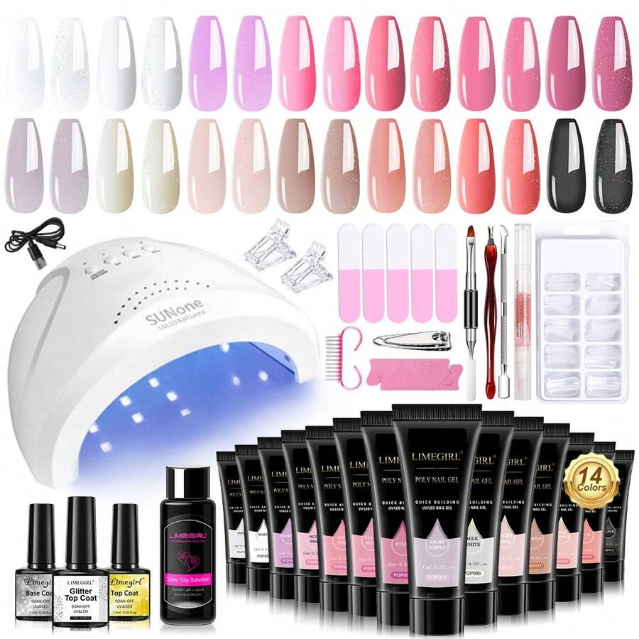 LIMEGIRL Complete Gel Manicure Kit For Beginners - Multi-Function Gel Extension Manicure Set, Professional Manicure Starter Kit, Manicure Starter Set, Women Gift - Multicolor - View 1