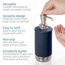 CYPNiDesign - Dispensador de jabón para baño o Cambiador sostiene jabón de Manos o Platos Azul Marino Mate/níquel CepilladoFashion - 227331963 - Ver 5