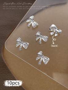 10/100/500pcs 3D Silver Bow Heart Nail Art Decorations, Korean Style Metal Bow, Star, Moon Nail Jewelry, Y2K Punk Nail Gems, DIY For Acrylic Nail Stickers, Phone Cases, Shoes, Clothes, Bags Nails Nail Supplies Nail Charms - Multicolor - View 36