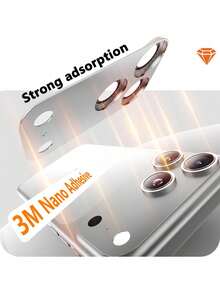 1 pieza Protector de lente con diamantes incrustados de plata, hecho de vidrio templado, calidad de imagen ultra HD sin pérdidas, dureza 9H anti-arañazos, adhesivo fuerte, fácil instalación, accesorio compatible con iPhone 17 Pro Max/17 Pro/17 Air/17 Aplicable a protección diaria, oficina, hogar Protector de teléfono de cristal brillante a prueba de agua y golpes, resistente a arañazos - Plateado - Ver 3