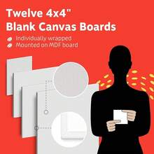 Small Canvases For Painting - Pack Of 12, 4 X 4 Inch Blank White Canvas Boards - 1OO% Cotton Art Panels Mini Canvas Bulk For Oil, Acrylic & Watercolor Small Painting Canvas - 4x4吋-12件裝 - 查看 4